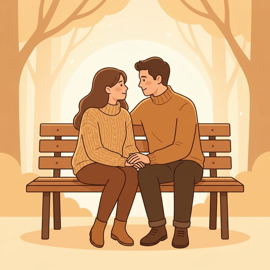 A couple having a calm, eye-level conversation
