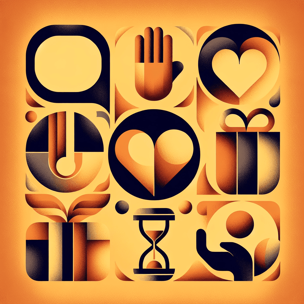 Abstract symbols representing the five love languages