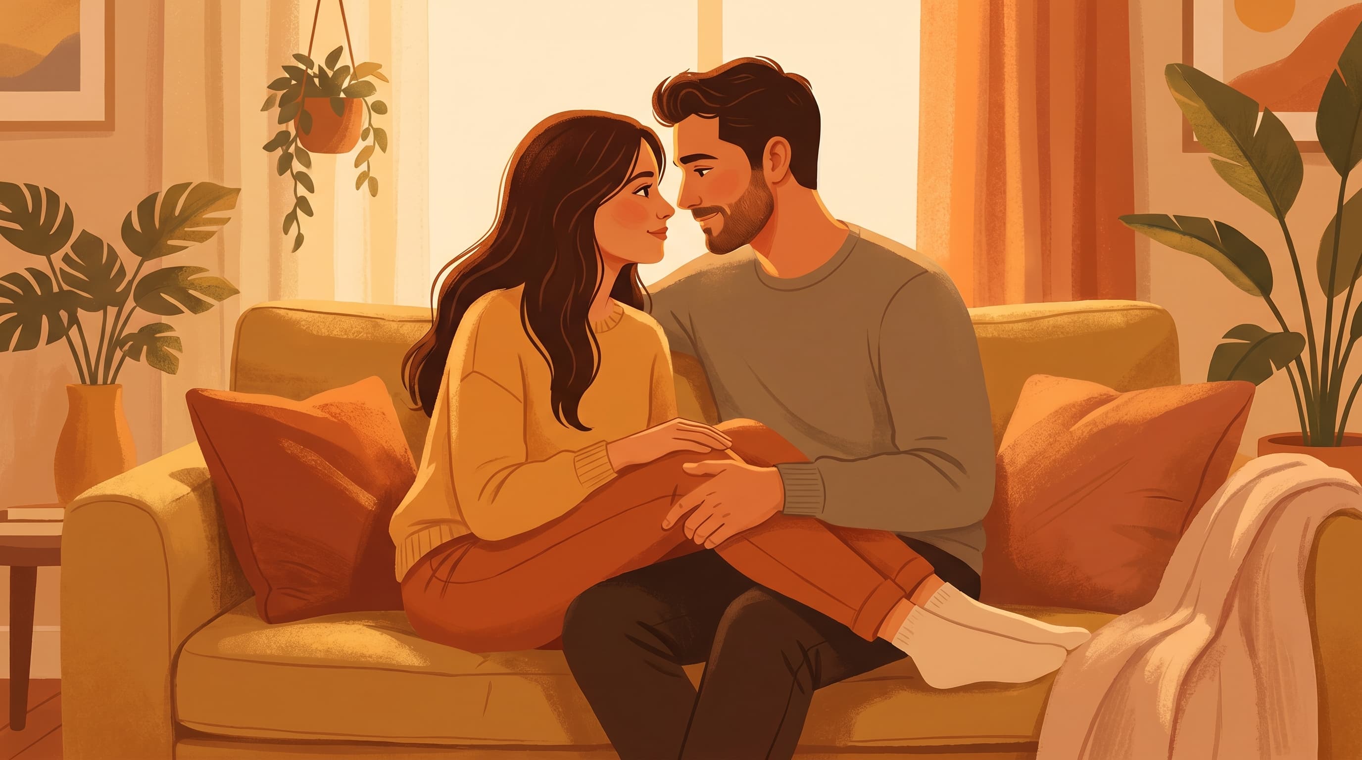 A couple sharing a tender moment in emotional attunement