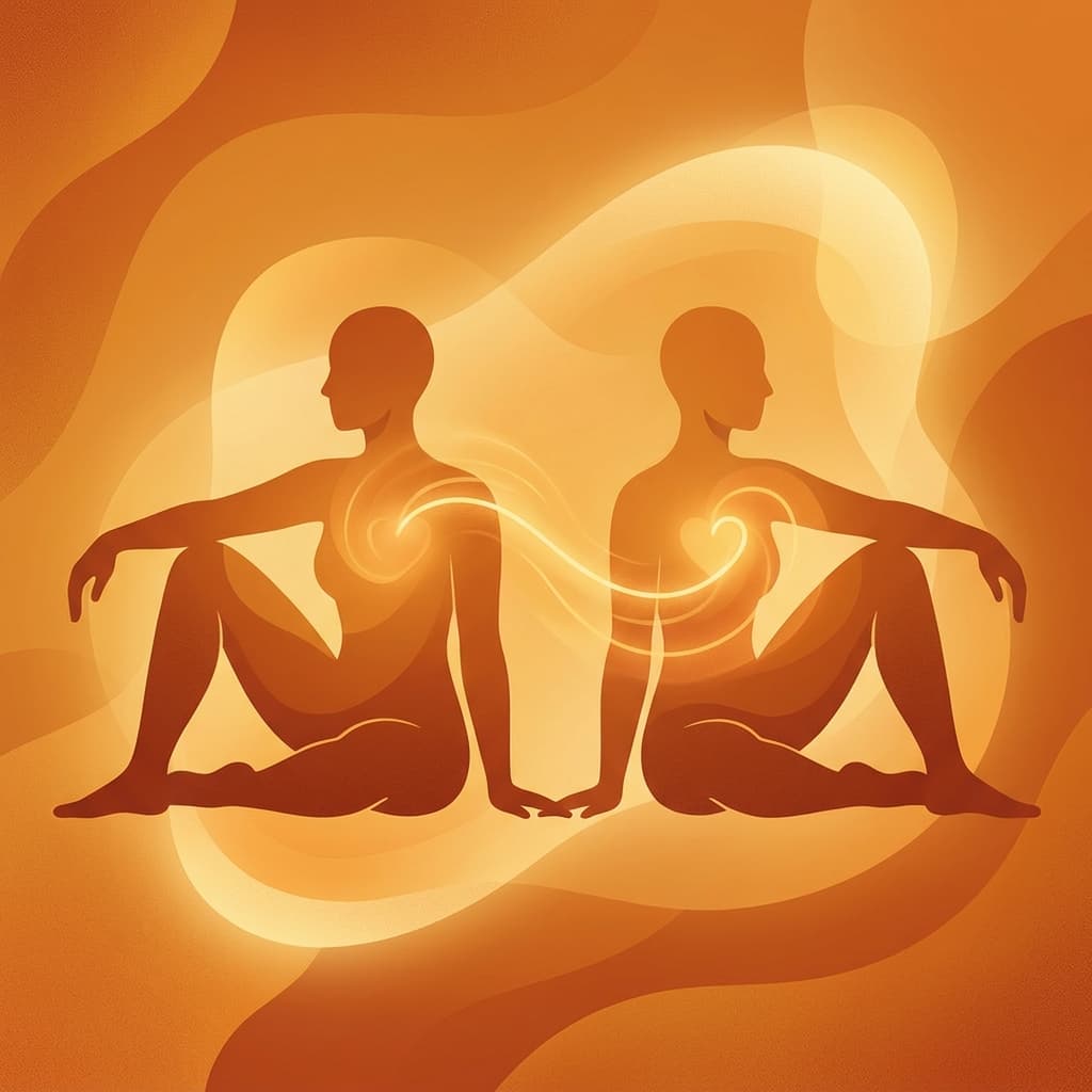 Abstract illustration of two people mirroring each other's postures