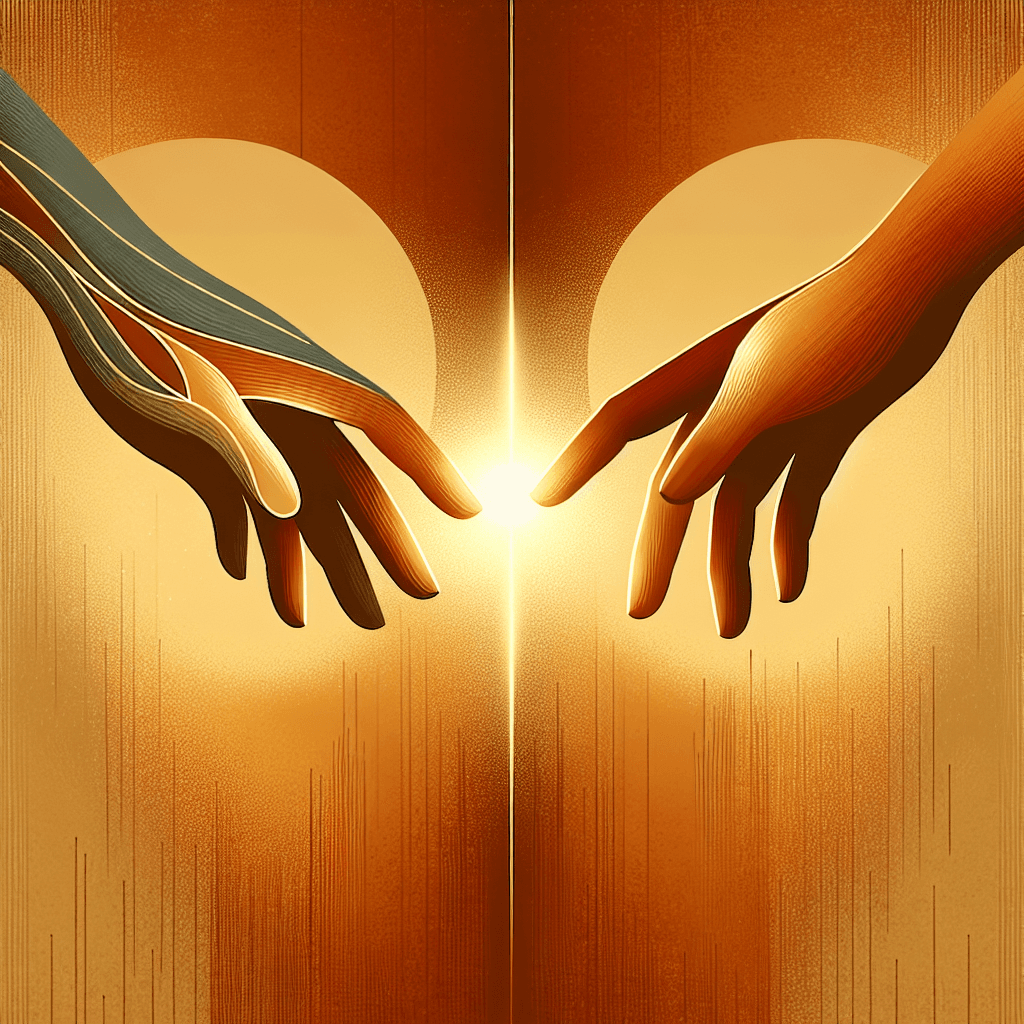 Two hands reaching toward each other, symbolizing repair after conflict