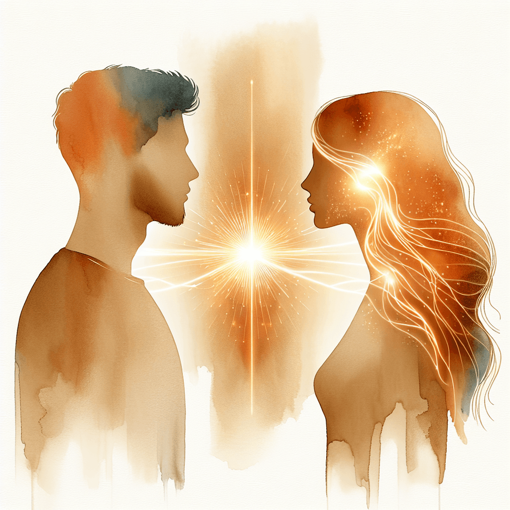 Two figures facing each other with warm light between them, symbolizing emotional openness
